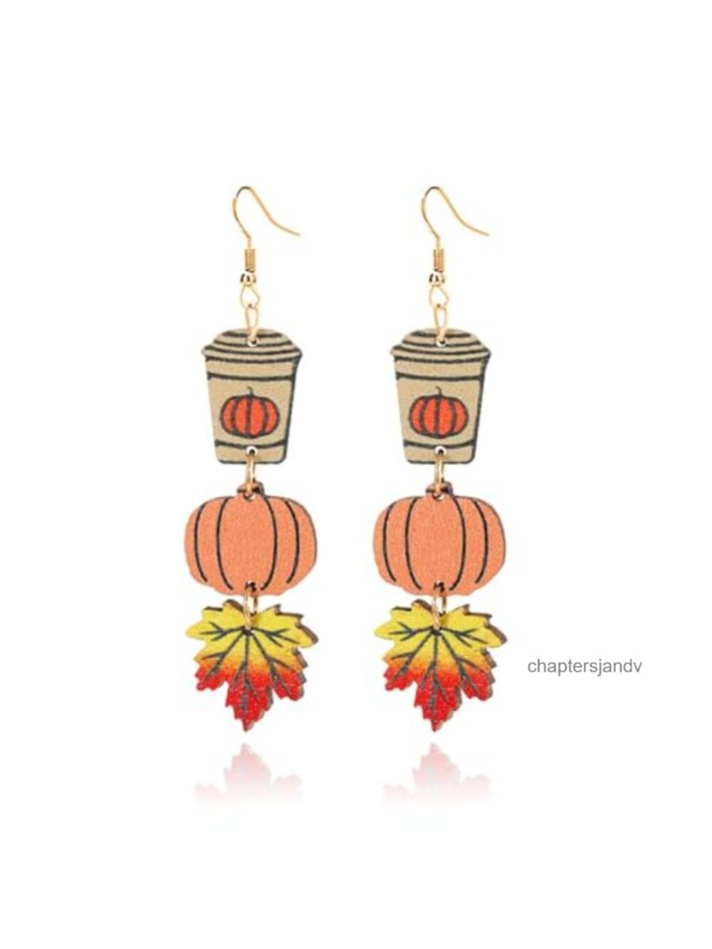 Halloween Wooden Drop Dangle Earrings Ghost Pumpkin Bat Lightweight Pierced